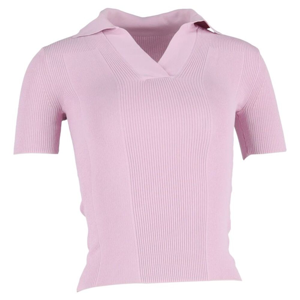 Jacquemus Open-Back Polo Sweater in Pink Viscose